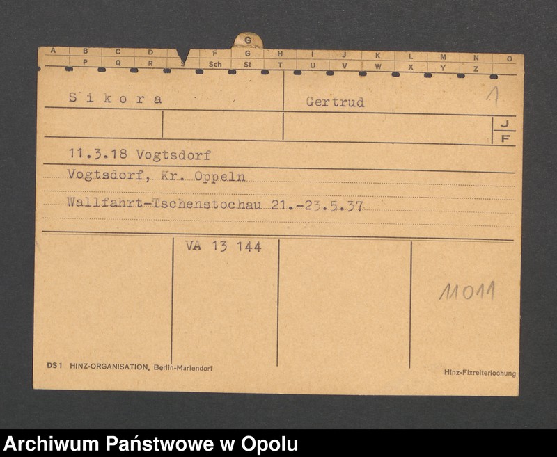 Obraz 3 z jednostki "[Sikora Gertrud, ur. 11.3.1918 Vogtsdorf]"