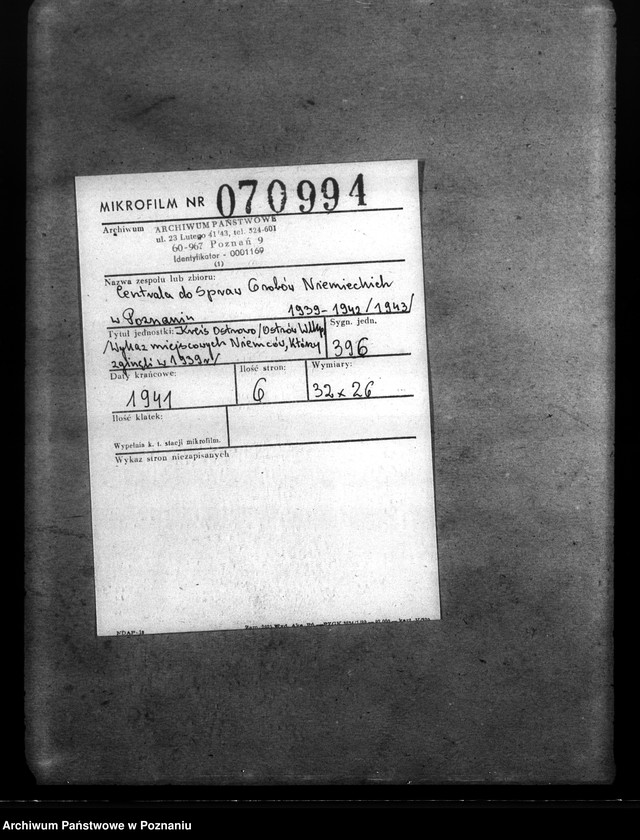 Obraz 2 z jednostki "Kreis Ostrowo (Ostrów Wielkopolski). Wykaz miejscowych Niemców, którzy zginęli w 1939 roku"