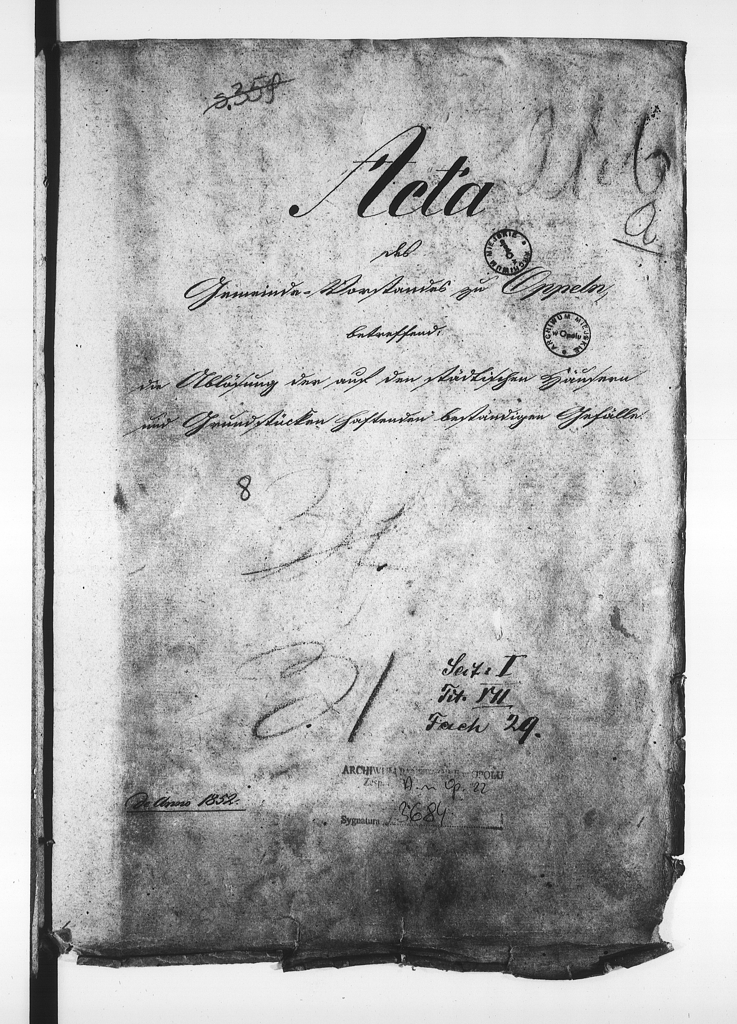 Obraz 5 z jednostki "Acta des Gemeinde Vorstandes zu Oppeln, betreffend: die Ablösung der, auf den städtischen Häusern und Grundstücken haftenden beständigen Gefälle de Anno 1852"