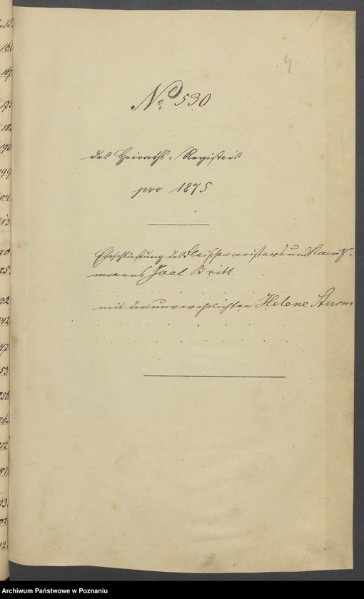 Obraz 5 z jednostki "Die von den Verlobten beigebrachten Urkunden zur Eheschliessung pro 1875"