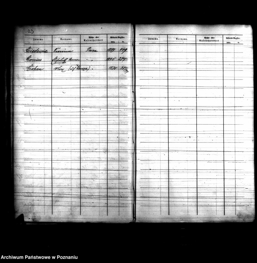 Obraz 16 z jednostki "Skorowidz nazwisk-akty urodzenia"