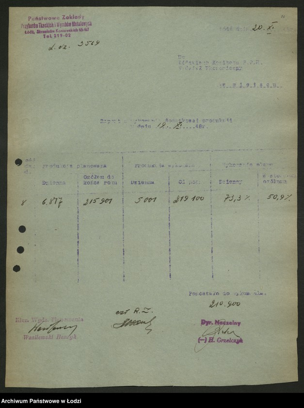Obraz 17 z jednostki "Placówki produkcyjne i usługowe przemysłu metalowego; protokoły, sprawozdania, raporty z wykonania produkcji"