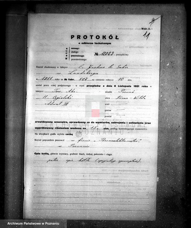 Obraz 14 z jednostki "H. Cegielski - T. A. Oddział III - Poznań nr woj 50 nr kotła 807"