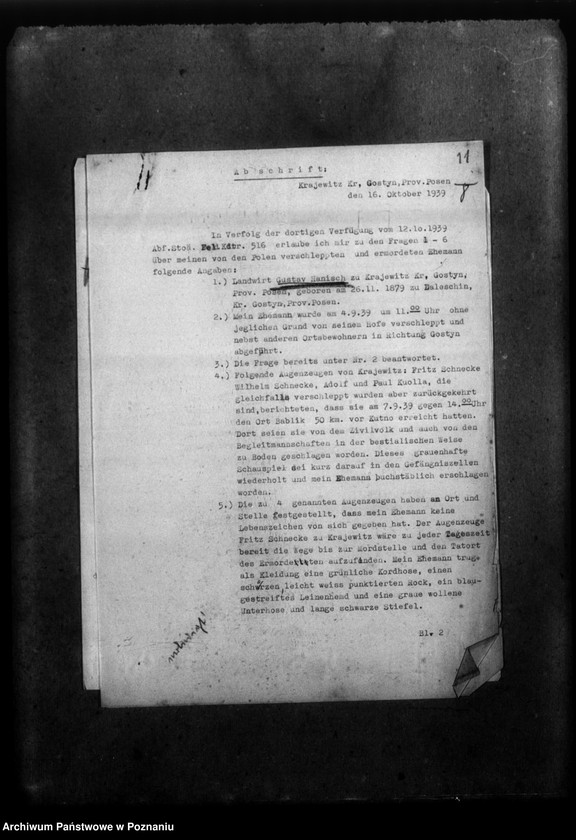 Obraz 16 z jednostki "Schriftwechsel aus verschiedenen Kreisen - w sprawie zmarłych miejscowych Niemców"