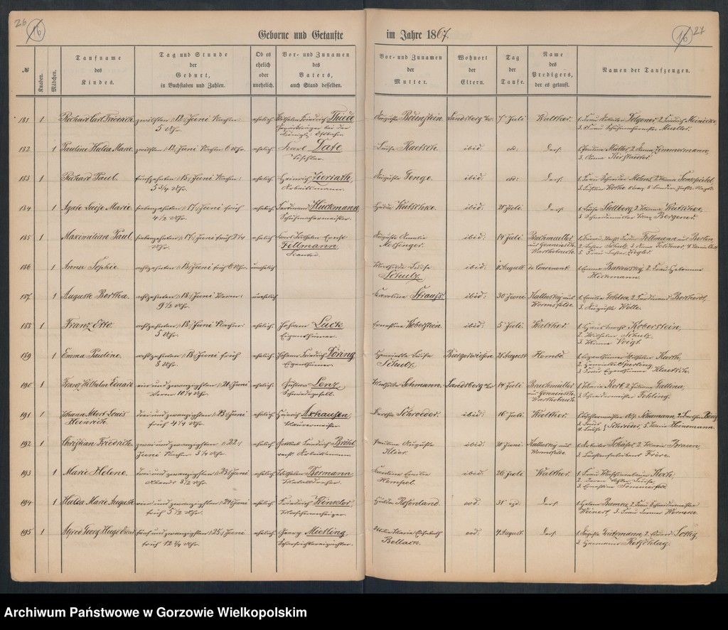 image.from.unit.number "Duplikate der Hauptkirche zu Landsberg an der Warthe (zawiera także księgę zgonów Konkordier Kirchen Gemeinde mit der reformirten und Militair Gemeinde z 1867 r.)"