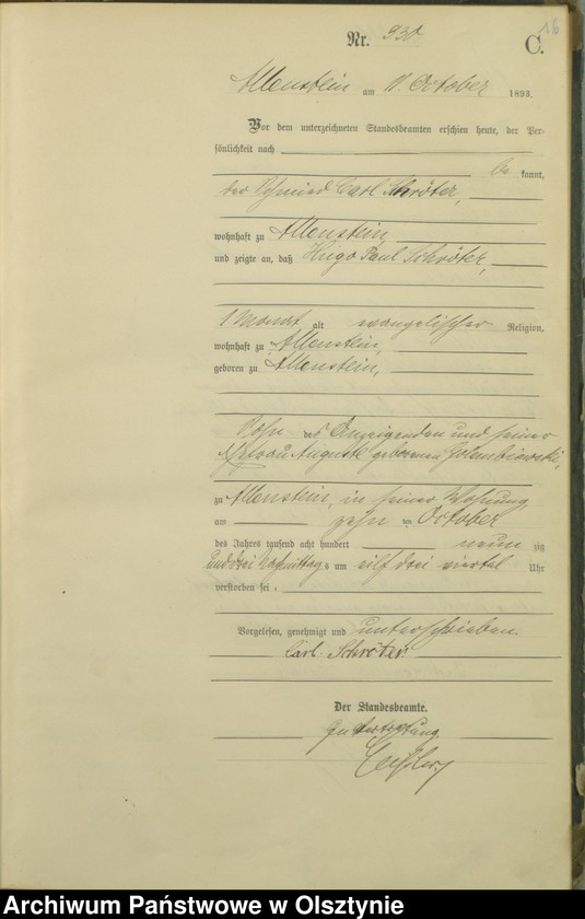 image.from.unit.number "Sterbe-Haupt-Register Tom II,Nr 316 - 463"