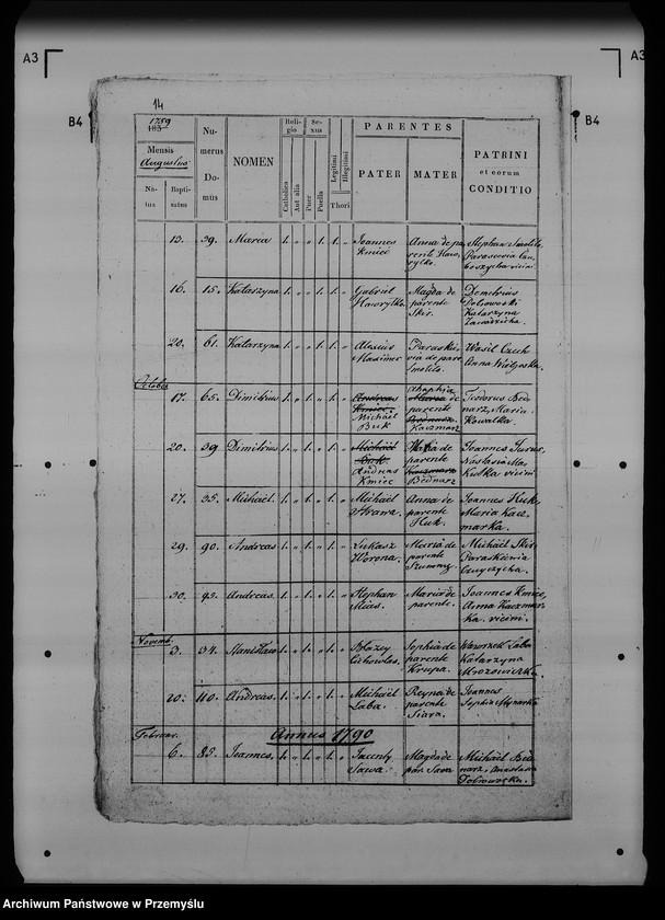 Obraz 18 z jednostki "[Kopie ksiąg metrykalnych parafii Ostrów z filiami Łowce, Morawsko, Tuczempy (dekanat Radymno)]"
