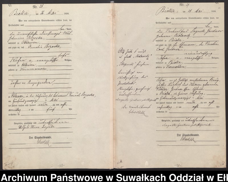 image.from.unit.number "Sterbe-Haupt-Register des Königlichen Preussischen Standes-Amtes Bialla Kreis Johannisburg"