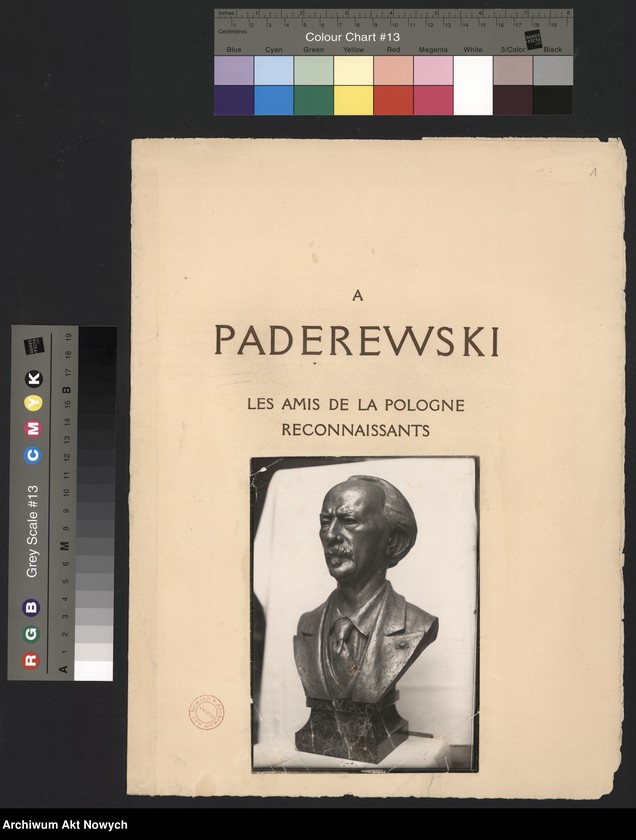 image.from.unit.number "Adres hołdowniczy Les Amis de la Pologne wraz z fotografią popiersia I. J. Paderewskiego"