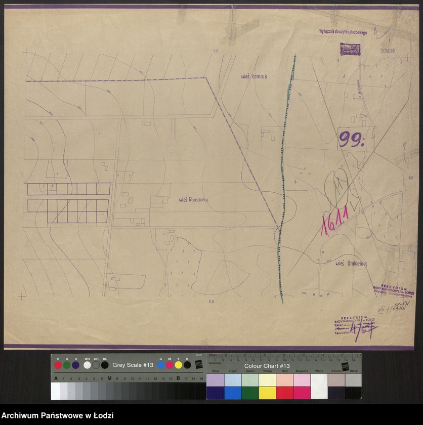 Obraz 1 z jednostki "Plan m. Łodzi 1:2000 z oznaczeniem podziału miasta na obwody i rejony spisowe. Sekcja NW69"