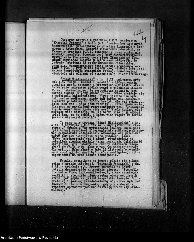 Obraz 8 z jednostki "Sprawozdania sytuacyjne tygodniowe za czas od 2 listopada do 29 listopada 1928 r."