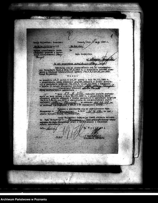 Obraz 5 z jednostki "Przewłaszczenie działek z parcelacji majątku Stary Tomyśl powiatu nowotomyskiego"