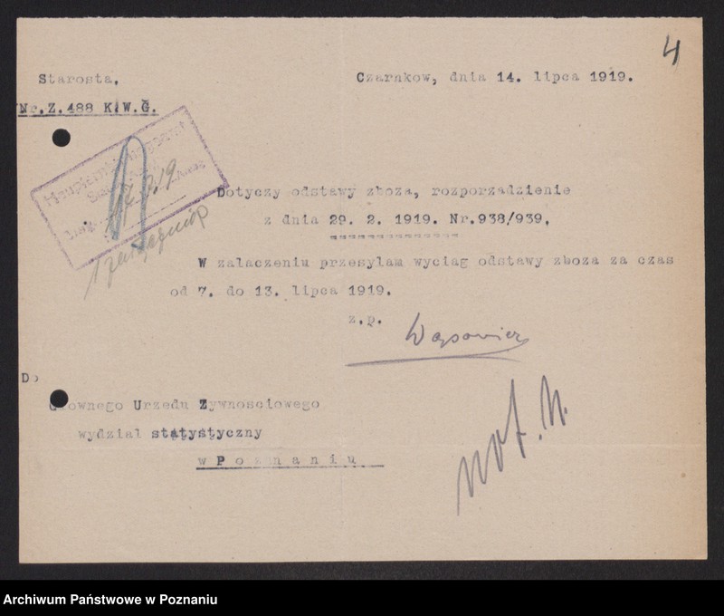 Obraz 6 z jednostki "[Wykazy odstawionego zboża przez Związek Komunalny w Czarnkowie]"