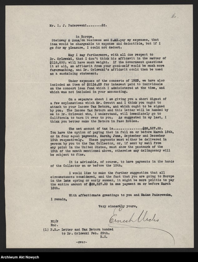 image.from.unit.number "Orłowski Józef; Załączniki: 1) wycinki prasowe; 2) list Ernesta Urchs