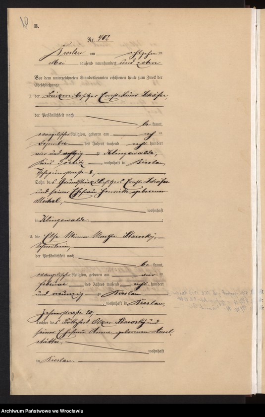 image.from.unit.number "Heiraths-Haupt-Register Breslau I 1910 Band 3"