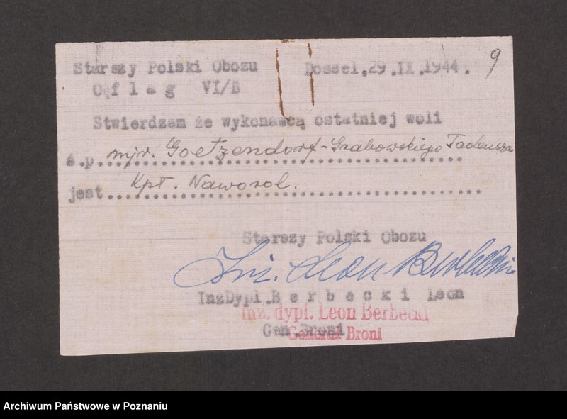 Obraz 12 z jednostki "Materiały dotyczące śmierci Tadeusza Goetzendorf-Grabowskiego w Oflagu VIB w Dössel"