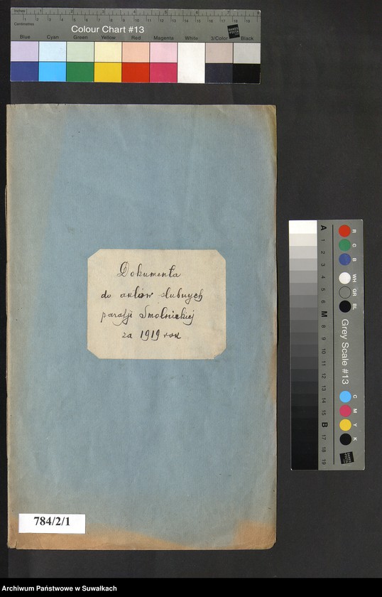 image.from.unit.number "Dokumenta do aktów ślubnych parafji Smolnickiej za 1919 rok"