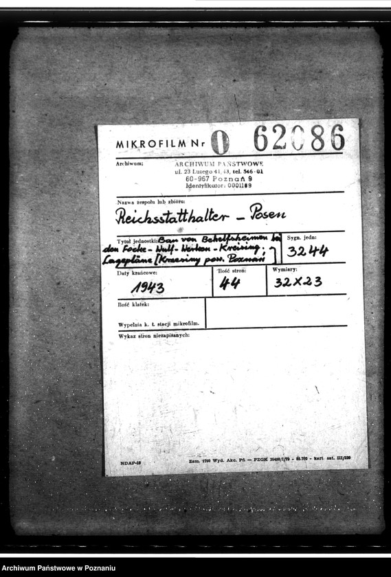 Obraz 2 z jednostki "Bau von Behelfsheimen bei den Focke - Wulfwerken - Kreising. Lagepläne (Krzesiny powiat Poznań)"