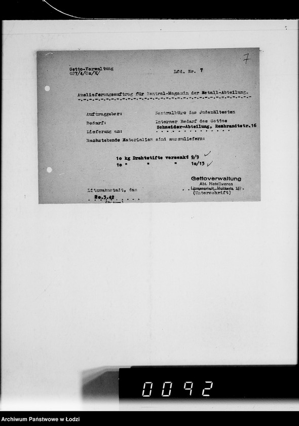 Obraz 11 z jednostki "Auslieferungsaufträge [na dostawę maszyn i artykułów metalowych do Getta]"