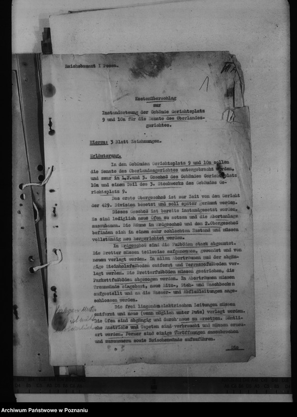 Obraz 5 z jednostki "Oberlandesgericht in Posen, Gerichtsplatz 10a. - sprawy budowlane"