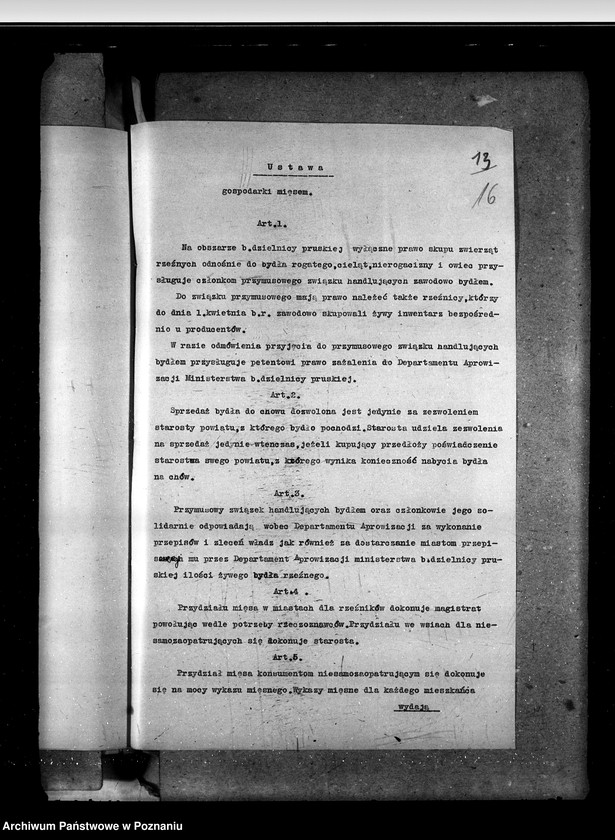 Obraz 20 z jednostki "Sprawy prawne projekty ustaw, rozporządzeń i uzasadnień przedkładanych do aprobaty p. Ministrowi b. Dzielnicy Pruskiej"