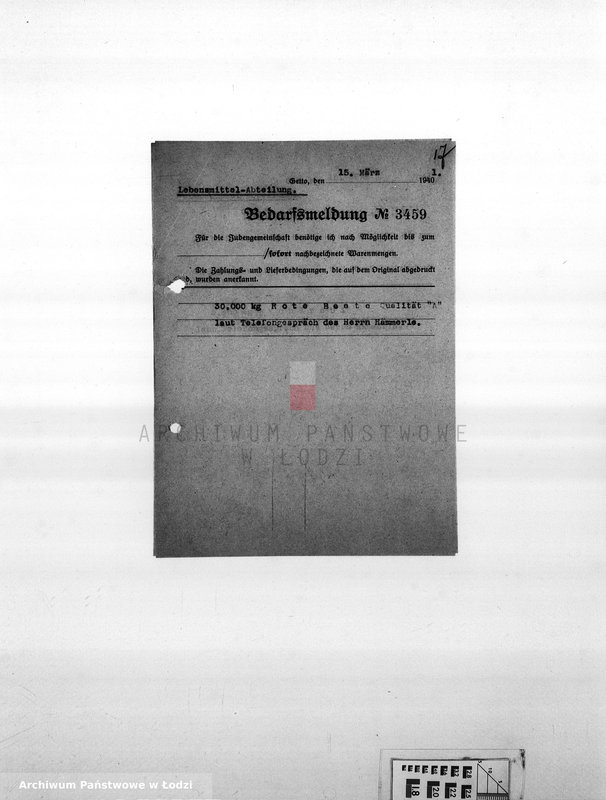 Obraz 20 z jednostki "Bedarfsmeldungen [Skierowane do GV zapotrzebowania na surowce, materiały, narzędzia, maszyny itp. potrzebne resortom pracy do produkcji; zamówienia żywności, lekarstw]"