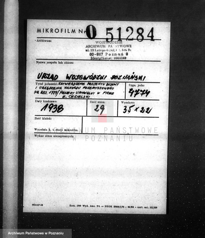 Obraz 2 z jednostki "Zatwierdzenie projektu budowy i urządzenia zakładu przemysłowego nr rej. 1779 / projekt umywalni F-mie H. Cegielski"