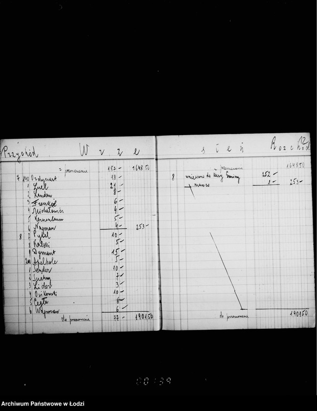 Obraz 16 z jednostki "Komitet Synagogi przy ul. Wolborskiej 20. Księga kkasowa wpływów i wydatków za miejsca w Synagodze"