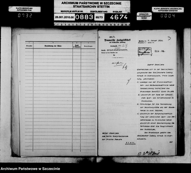 image.from.unit.number "Besitzfestigung des Grundstücks des Stellmachers Ludwig Hirsch in Wierschutzin Kreis Lauenburg"