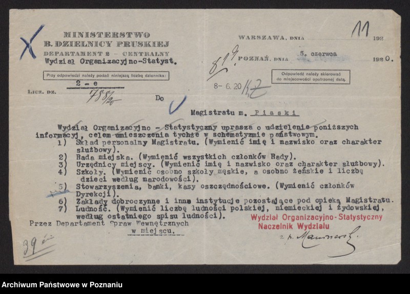 Obraz 10 z jednostki "[Obsada personalna Starostwa Powiatowego w Wolsztynie, skład członków Wydziału Powiatowego, Kierowników i innych urzędów i instytucji działających na terenie powiatu]"