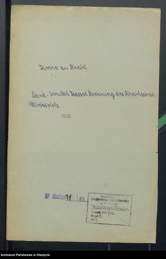 image.from.unit.number "Land Schulen-Kassen Rechnung des Rheinschen Kirchspiels"