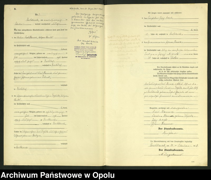 image.from.unit.number "Heirats-Register (Neben-Register) Standesamt Roschkowitz 1911 No.1 bis 9"