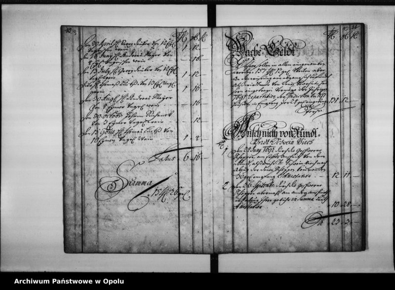 Obraz 10 z jednostki "Particular Rayttung Über Empfang undt Aussgab Geldt Bey der königlichen Stadt Oppeln vom Ersten January biess Ende Decembris Anno 1692"