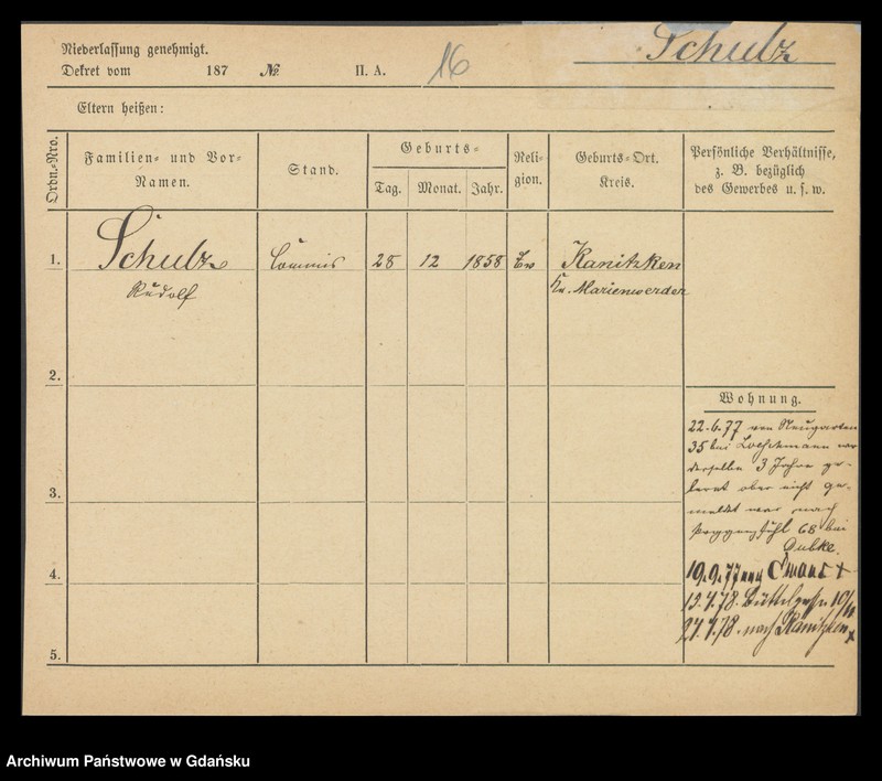 image.from.unit.number "Karty meldunkowe: Schulz Rudolf -Schuntermann"