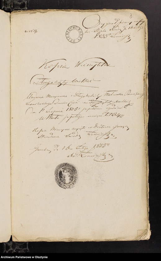 image.from.unit.number "Annexa Slubne z parafii Janowieckiey Obwodu Mławskiego z Roku 1833"
