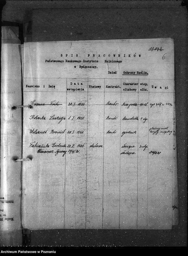 Obraz 10 z jednostki "Sprawy osobowe sprawozdania miesięczne Państw. Nauk. Inst. Rolniczego w Bydgoszczy"