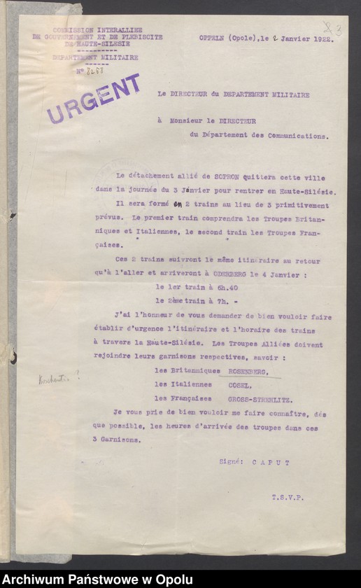 Obraz 5 z jednostki "Entress-Pieces emanant des autorites subordonnees/ /Korespondencja wpływająca pochodząca od władz wyższych i podległych - pisma, zarządzenia, instrukcje / 1.02-8.07.1922"