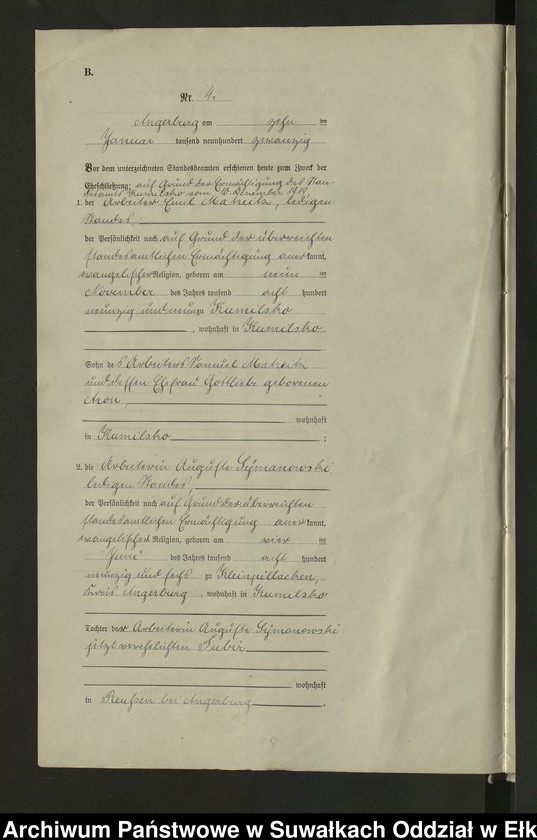 image.from.unit.number "[Heirats - Register (Neben - Register) Standesamt Angerburg einschl. der Bezirke, Gr. Strengeln, Prinowen und Kehlen Kreis Angerburg] No 1 bis 49"