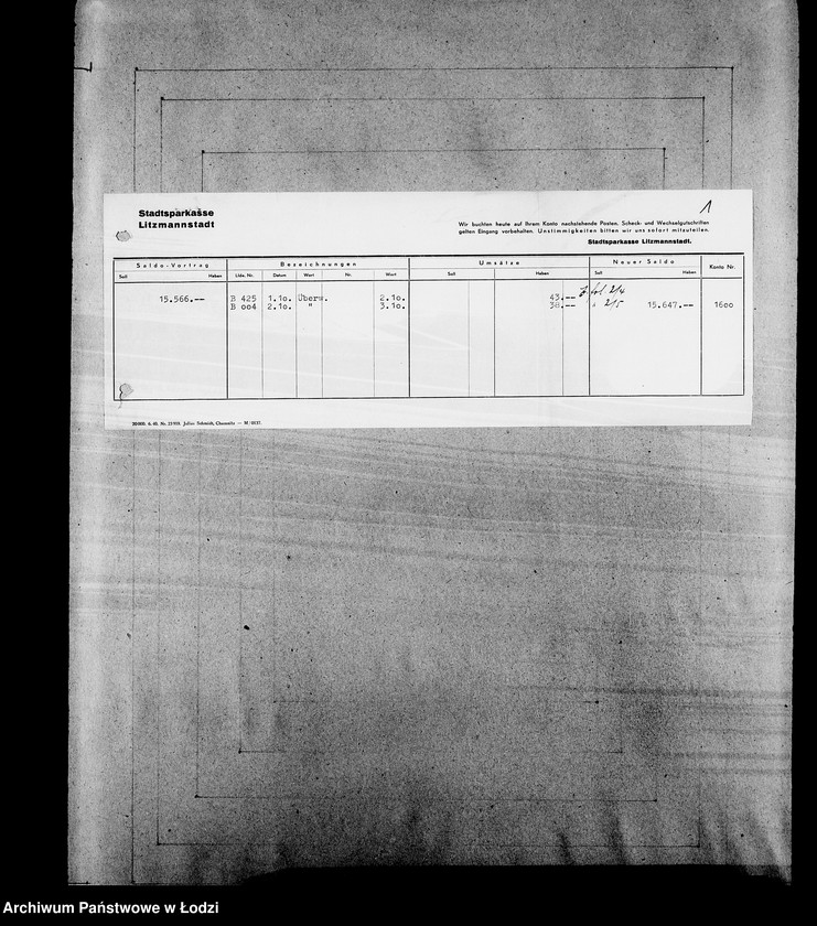 Obraz 5 z jednostki "Bankkonto nr 1600"