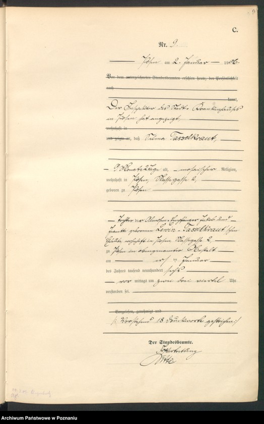 Obraz 11 z jednostki "Księga miejscowa zgonów tom I"