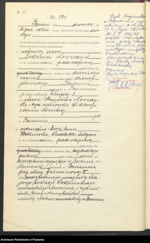 Obraz 10 z jednostki "Księga miejscowa małżeństw tom III [Rejestr główny małżeństw]"