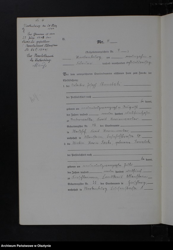 image.from.unit.number "Heirats-Haupt-Register Tom I, Nr 1 - 16"