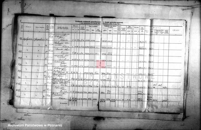 Obraz 9 z jednostki "Ewidencja udzielonych przywłaszczeń obiektów sprzedanych na zasadzie umów markowych /poz. 3 Uchwały Rady Ministrów z dnia 12.V.1933 r./"