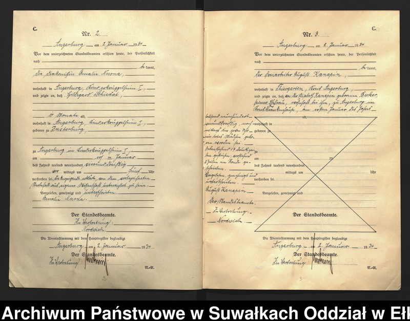 image.from.unit.number "C2. Sterbe - Register (Neben - Register) Standesamt Angerburg Ostpr. einschl. der Standesamtsbezirk Gross Strengeln, Kehlen und Prinowen"