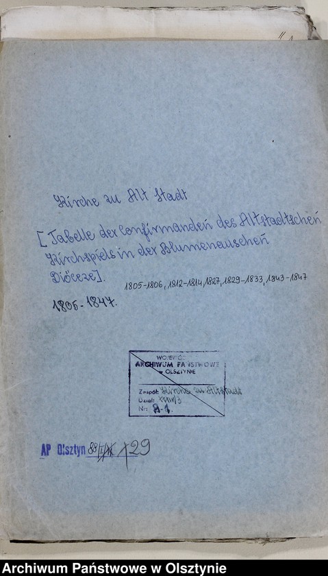image.from.unit.number "Tabelle der Confirmanden des Altstadtschen Kirchspiels in der Mlumenauschen Diözese 1805-1806, 1812-1814, 1827, 1829-1833, 1843-1847"