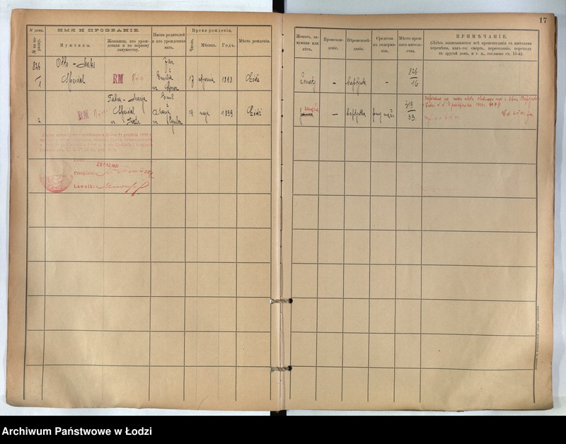 Obraz 13 z jednostki "[Księga ludności stałej m. Łodzi guberni piotrkowskiej nr domu 826-831]"