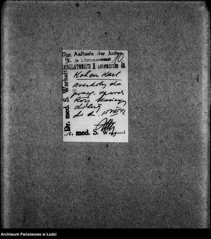 Obraz 13 z jednostki "Zentrallager für Eisen und Metall aller Arbeits-Ressorte [Zasiłki chorobowe dla pracowników wydziału, listy pracowników, zaświadczenia lekarskie]"