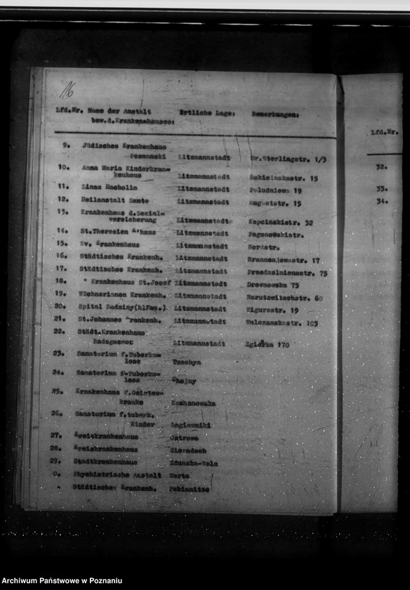 Obraz 20 z jednostki "Verzeichnis der Krankenhäuser, Heil- und Pflegeanstalten im Reichsgau Wartheland"