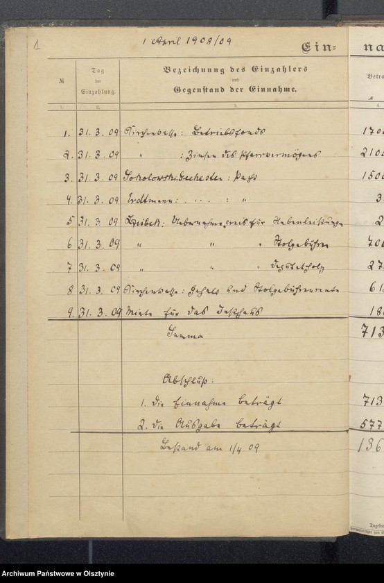 image.from.unit.number "Tagebuch über Einnahme und Ausgabe der Pfarrstellenkasse zu Seehesten"