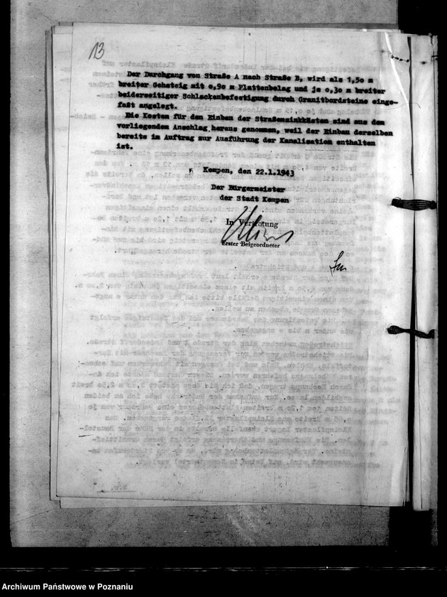 Obraz 17 z jednostki "Kreisstadt Kempen. Antrag auf Aufschliessungskosten der Siedlung für Reichsbedienstete"